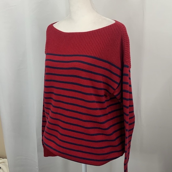 Gap Factory Red and Blue Striped Boatneck Sweater- NWT - Picture 6 of 14